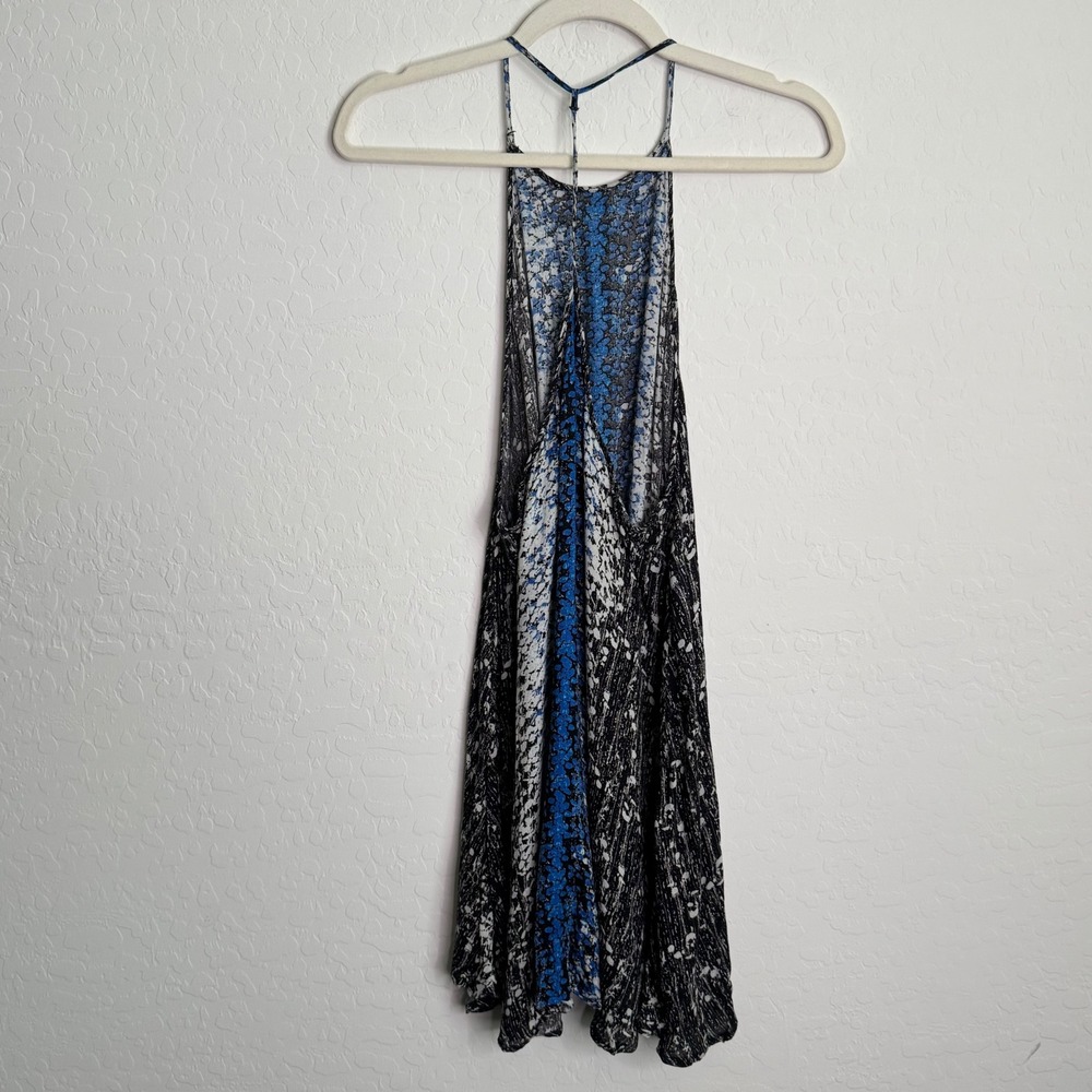 Intimately Free People Womens 100% Rayon Mini Dress S Blue Black T-Back Boho